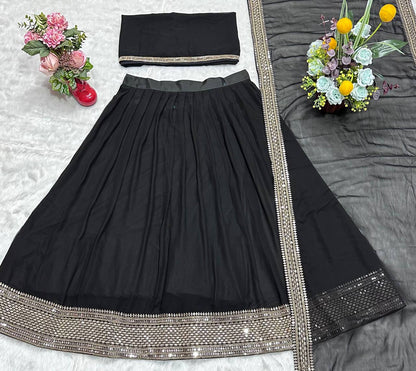 Function Wear Embroidery Work Black Color Lehenga Choli