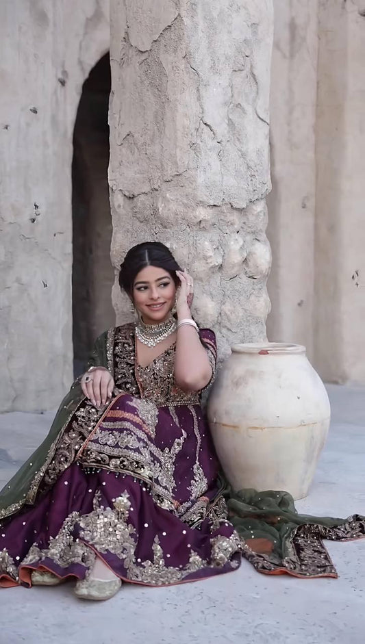 Eyes Catching Georgette Wine Color Sharara Suit