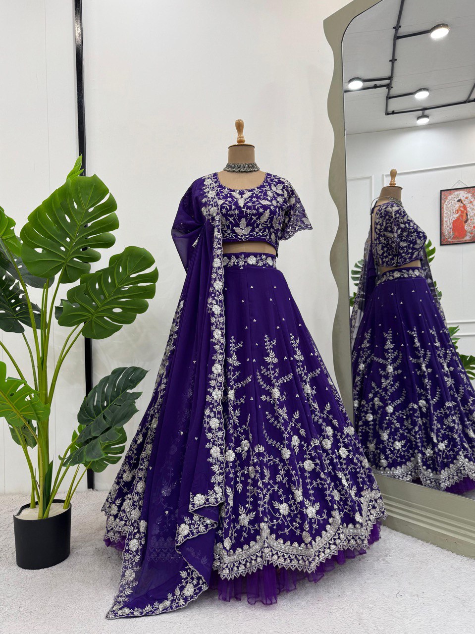 Delightful Gorgette Purple Color Heavy Lehenga Choli