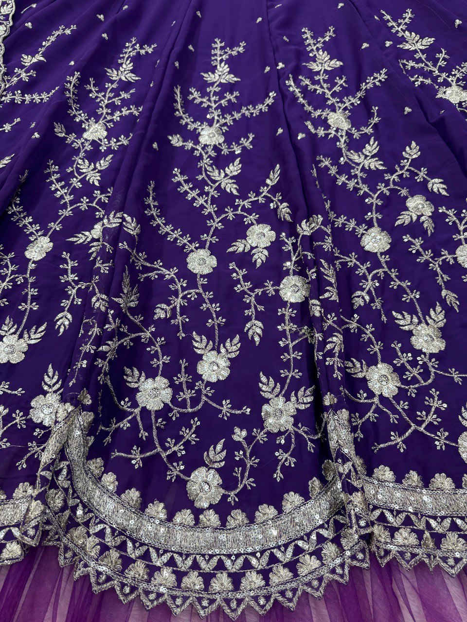 Delightful Gorgette Purple Color Heavy Lehenga Choli