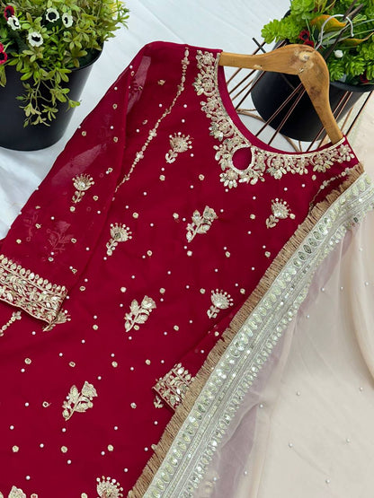 Awesome Sequence Work Red Color Salwar Suit
