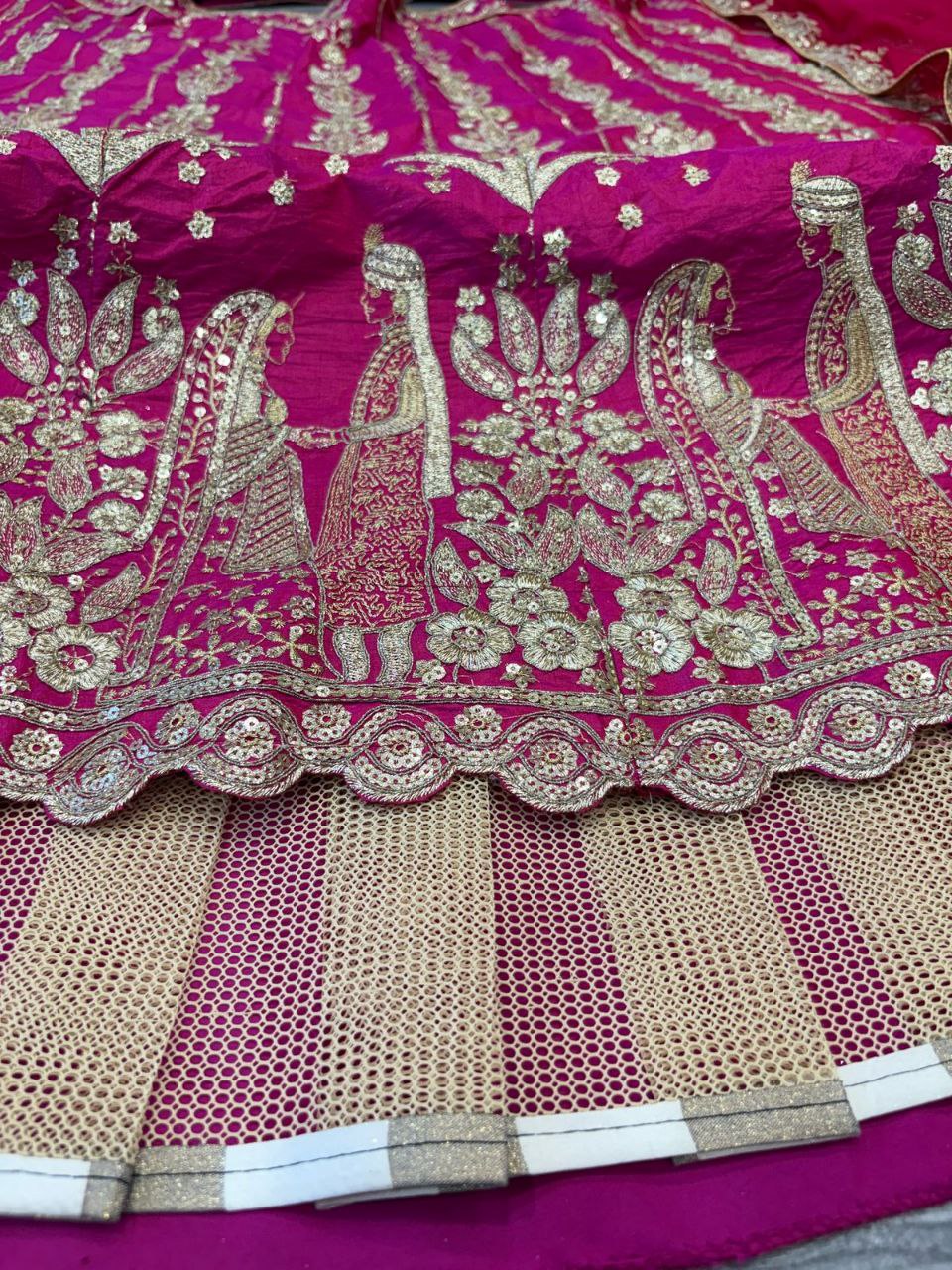 Bridal Wear Tapeta Silk Pink Color Lehenga Choli