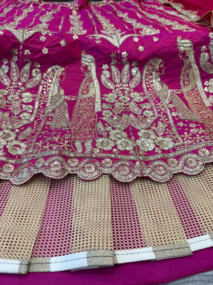 Bridal Wear Tapeta Silk Pink Color Lehenga Choli