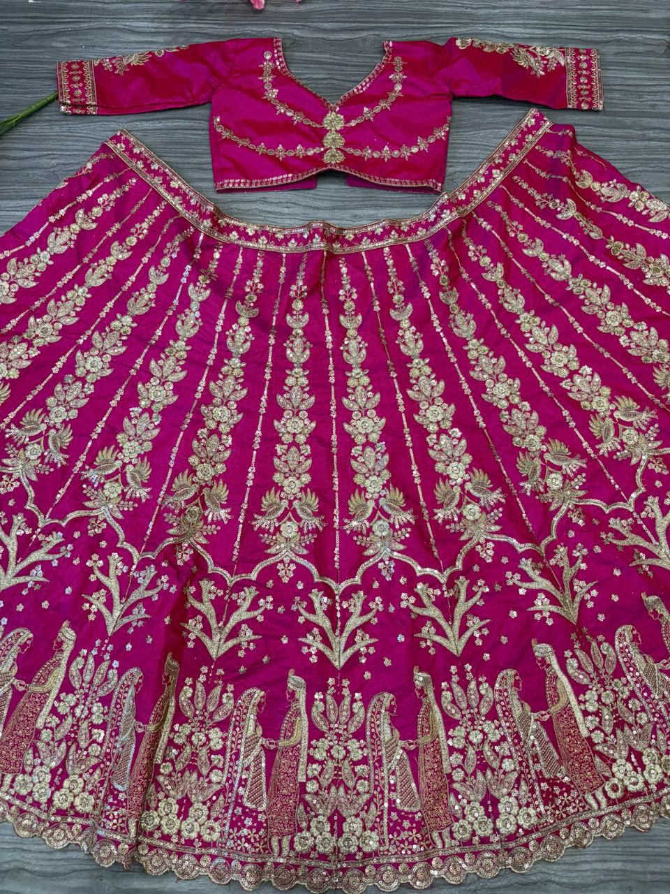 Bridal Wear Tapeta Silk Pink Color Lehenga Choli