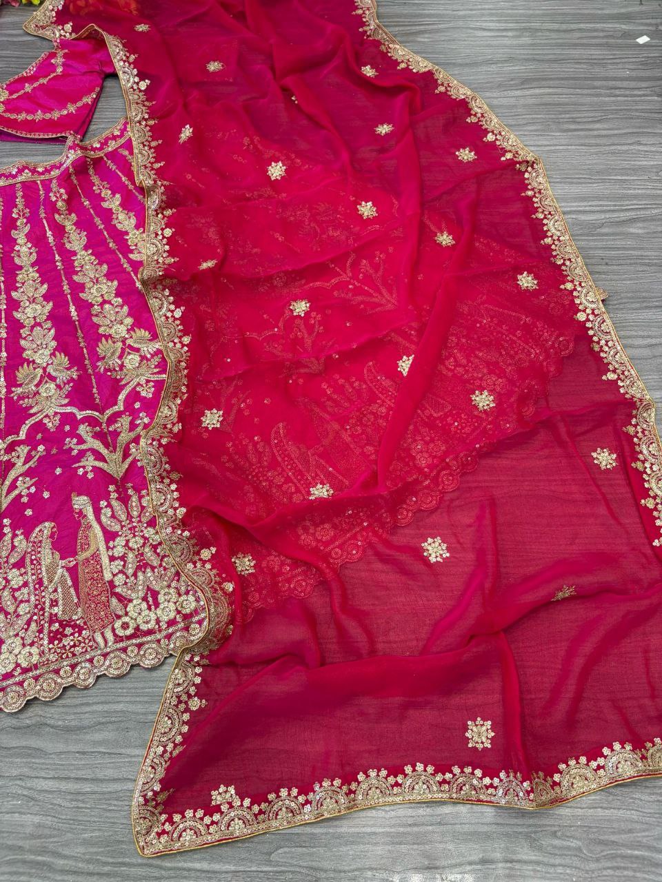 Bridal Wear Tapeta Silk Pink Color Lehenga Choli