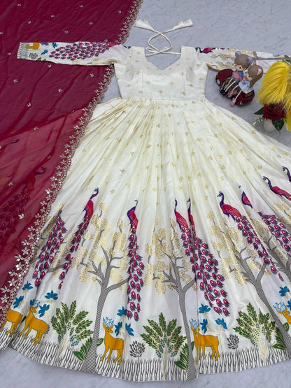 Festive Wear White Color Lehenga Choli With Maroon Dupatta