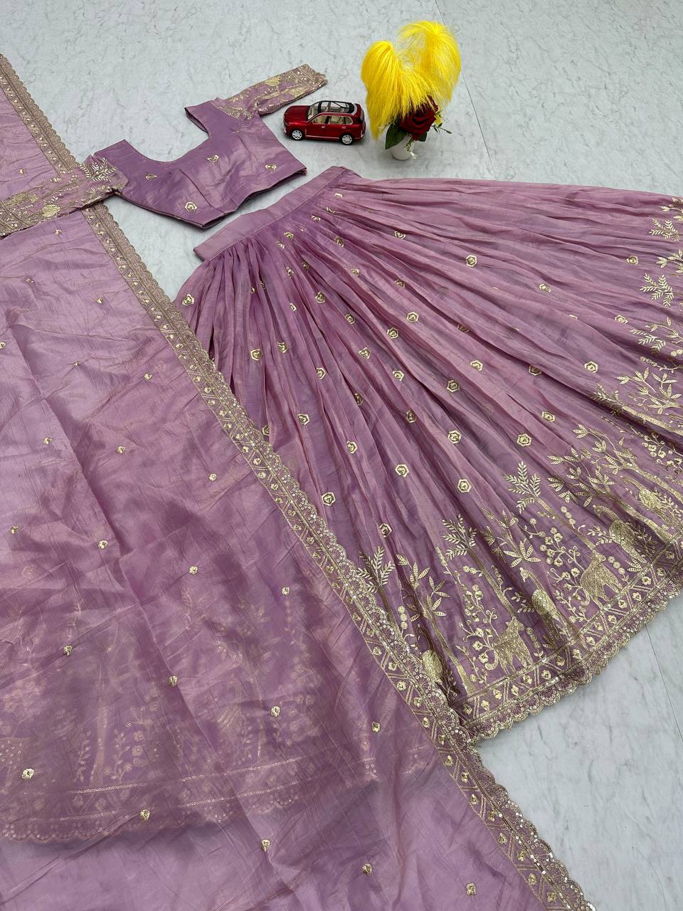 Ravishing Embroidery Work Pink Color Lehenga Choli