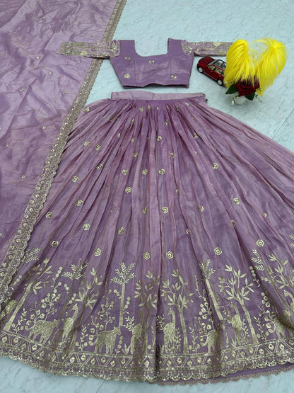 Ravishing Embroidery Work Pink Color Lehenga Choli
