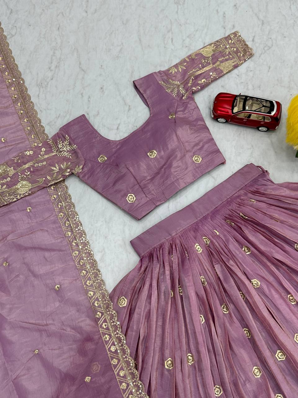 Ravishing Embroidery Work Pink Color Lehenga Choli