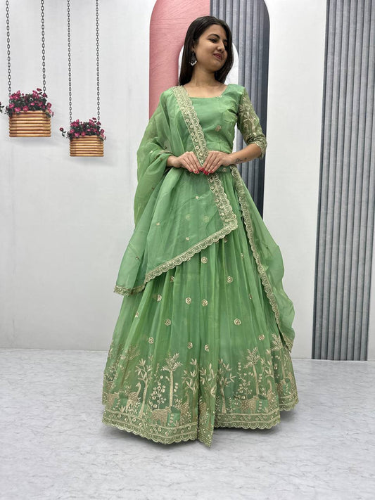 Ravishing Embroidery Work Lavender Color Lehenga Choli
