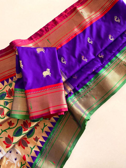 Graceful Paithani Weaving Blue Color Saree