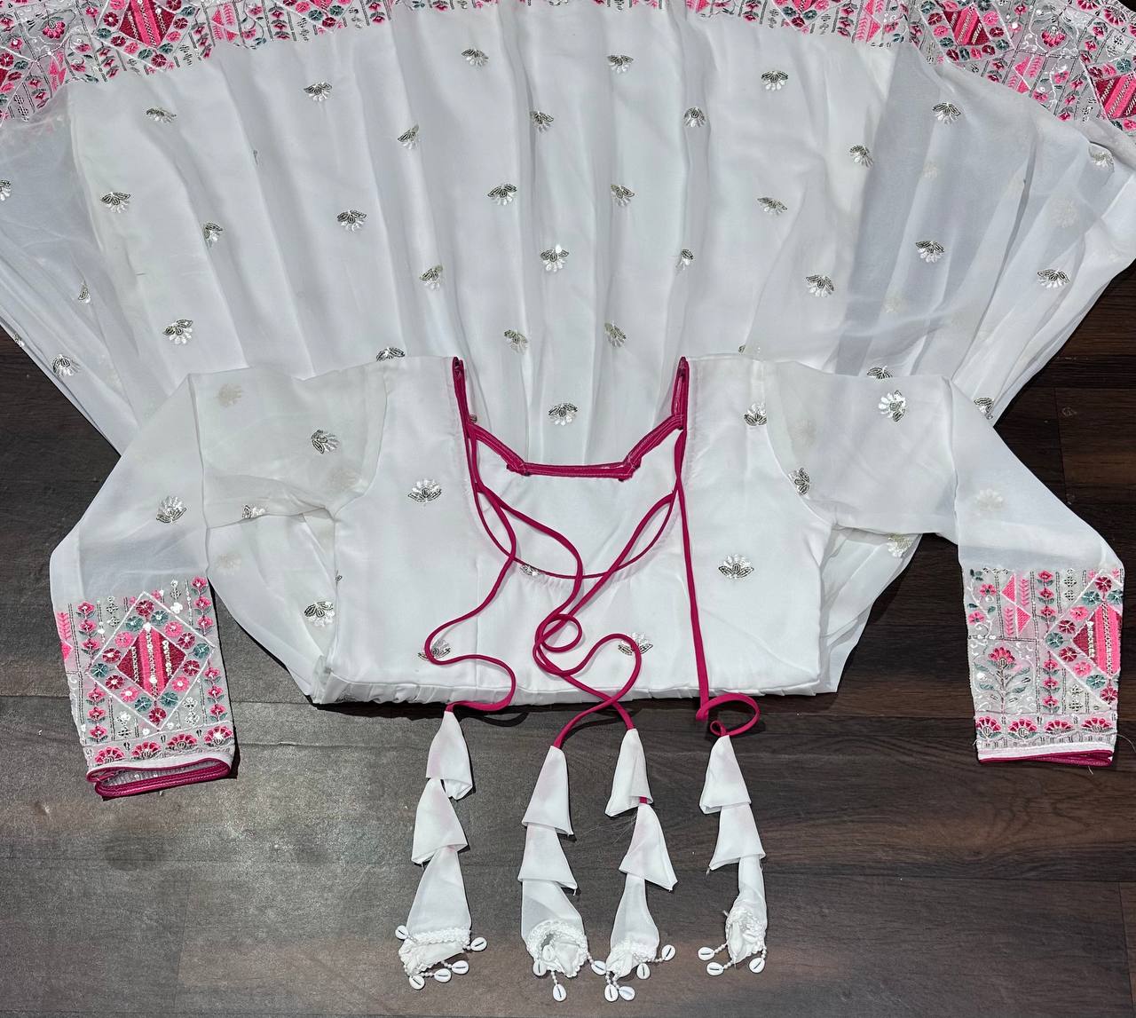 Delightful Embroidered Work White Color Gown