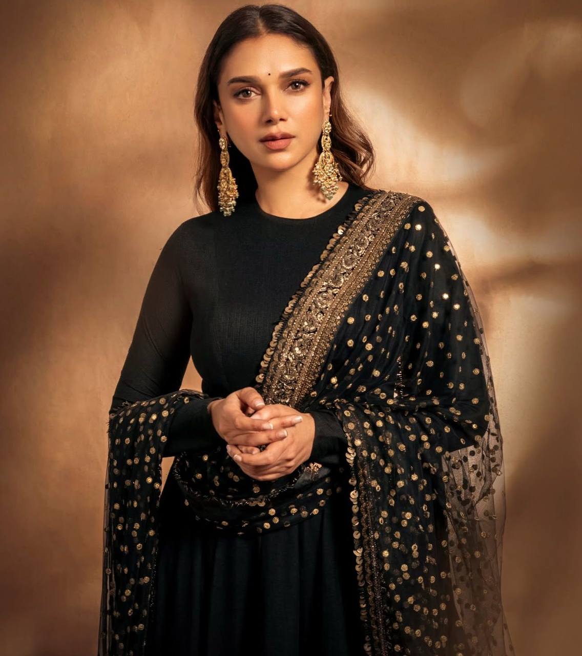 Glossy Georgette Sequence Work Black Color Gown