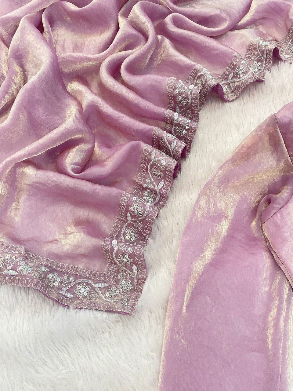 Opulent Fendy Silk Pink Color Gown