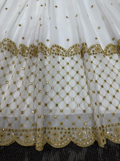 Glimmering Georgette White Color Long Gown