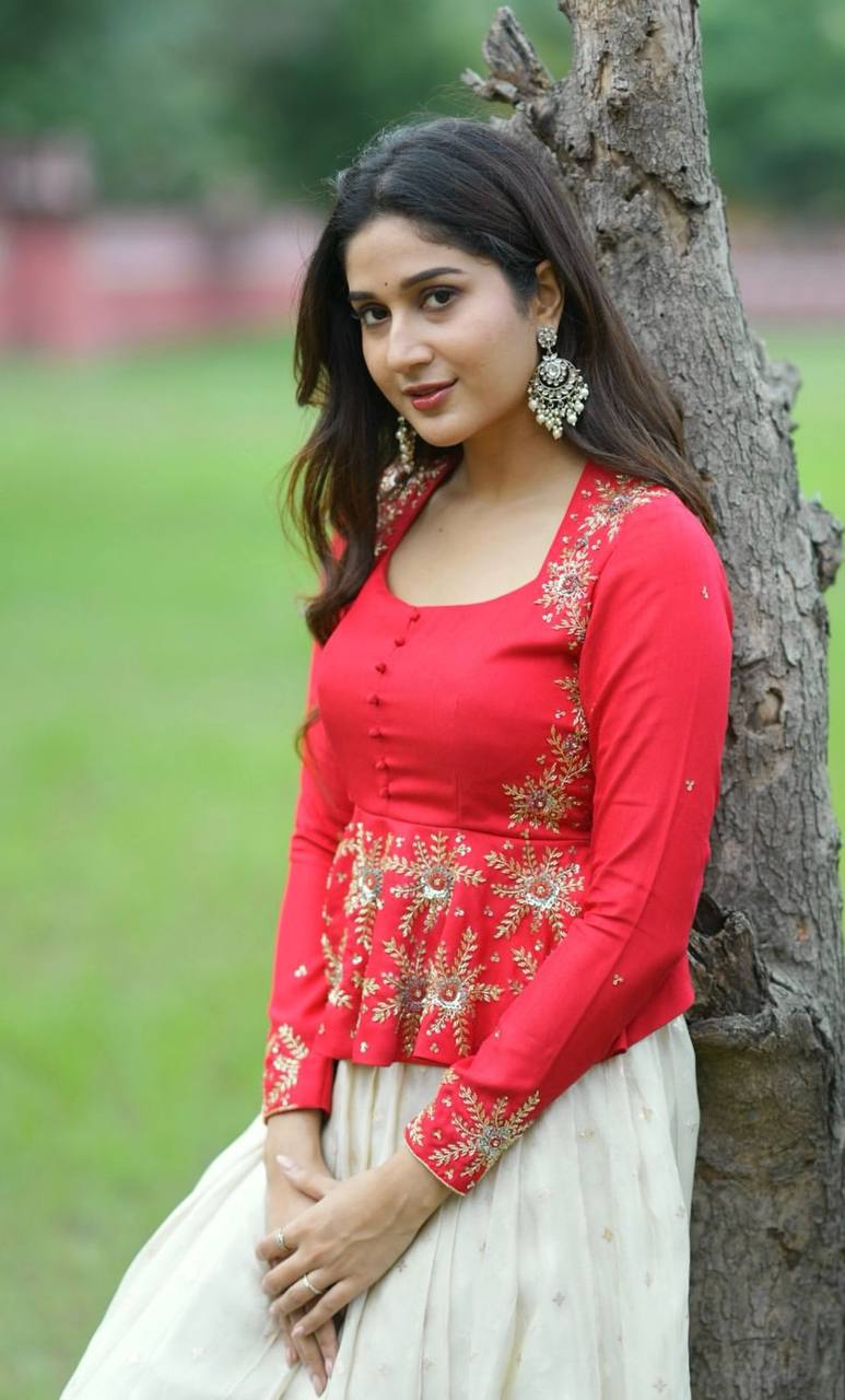 Designer Sequence Work Red & White Color Top With Lehenga