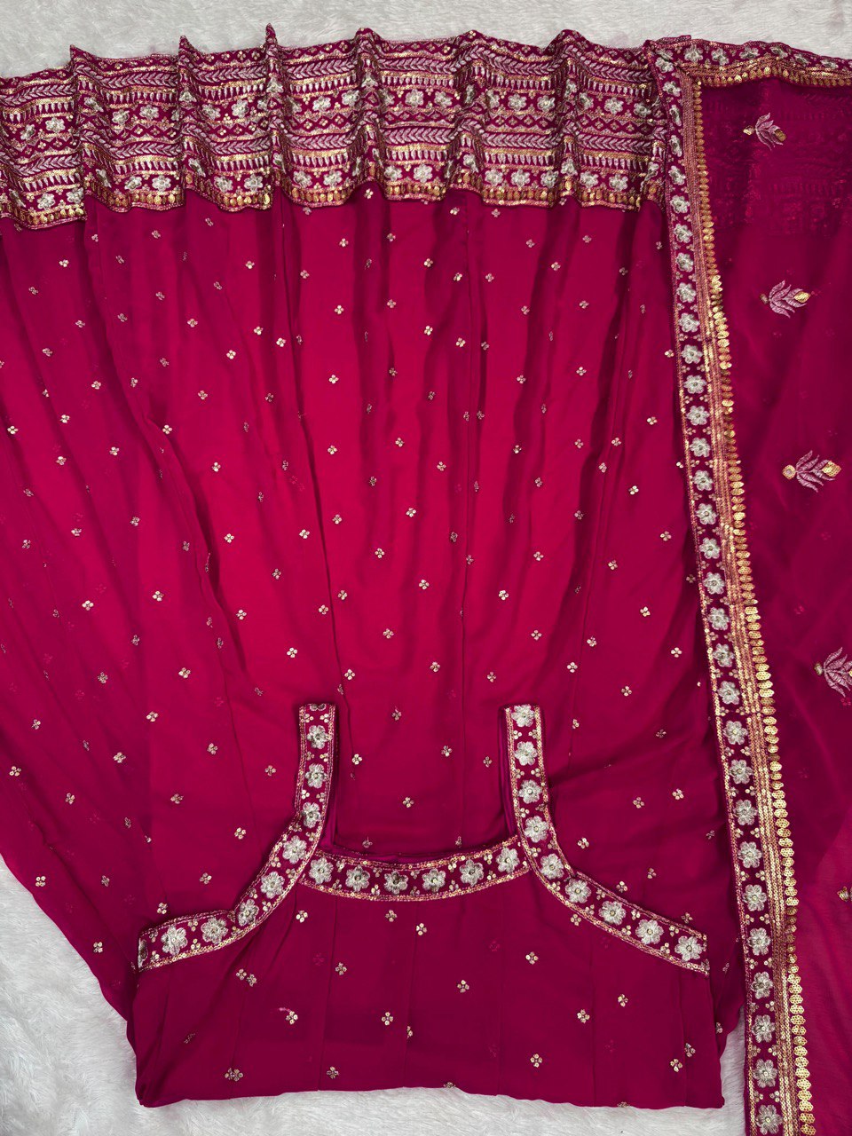 Ceremony Wear Thread With Sequnce Pink Color Gown