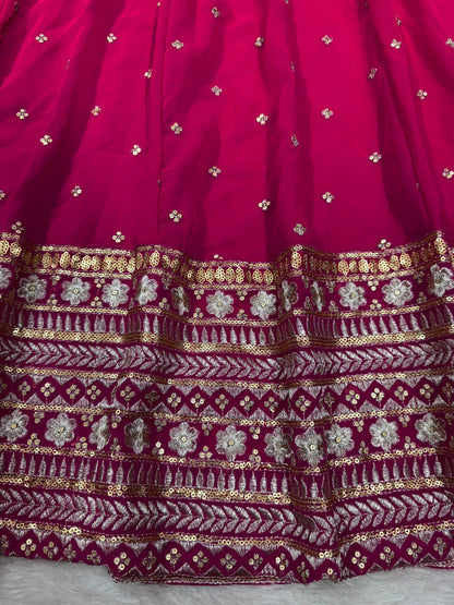 Ceremony Wear Thread With Sequnce Pink Color Gown