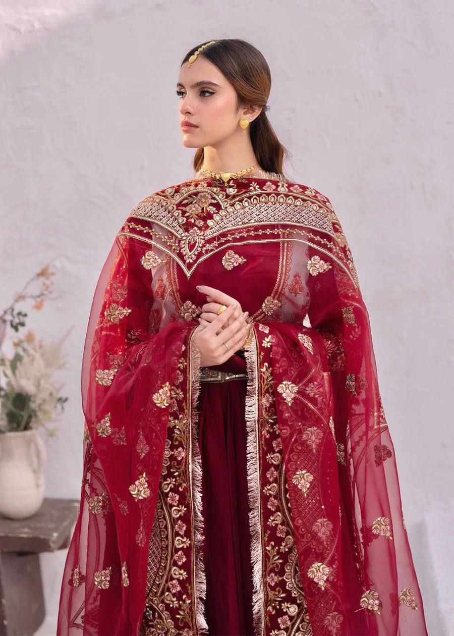 Elegant Georgette Thread Work Red Color Gown