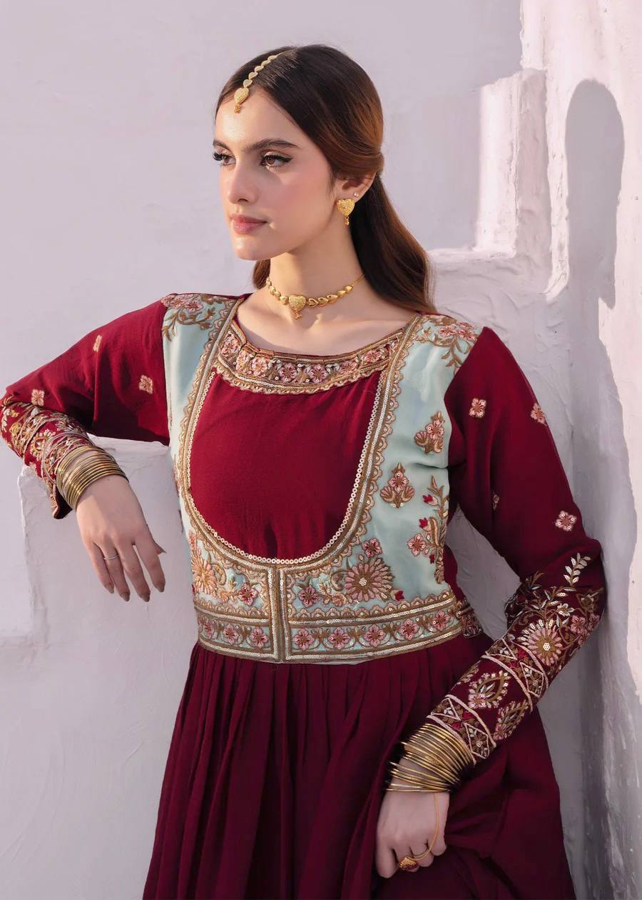 Elegant Georgette Thread Work Red Color Gown