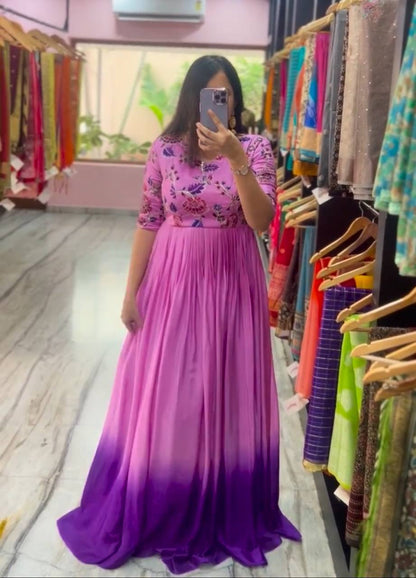 Glorious Chinon Sequence Work Pink Color Gown