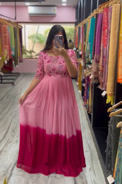 Glorious Chinon Sequence Work Light Pink Color Gown