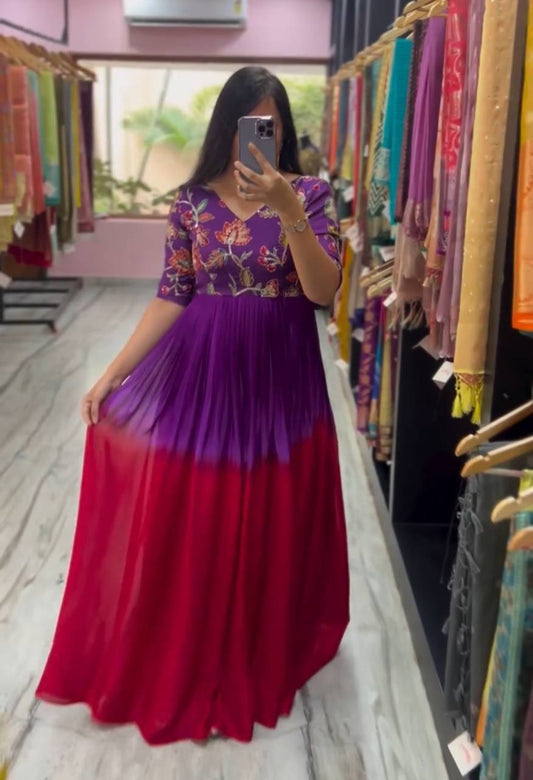 Glorious Chinon Sequence Work Purple Color Gown