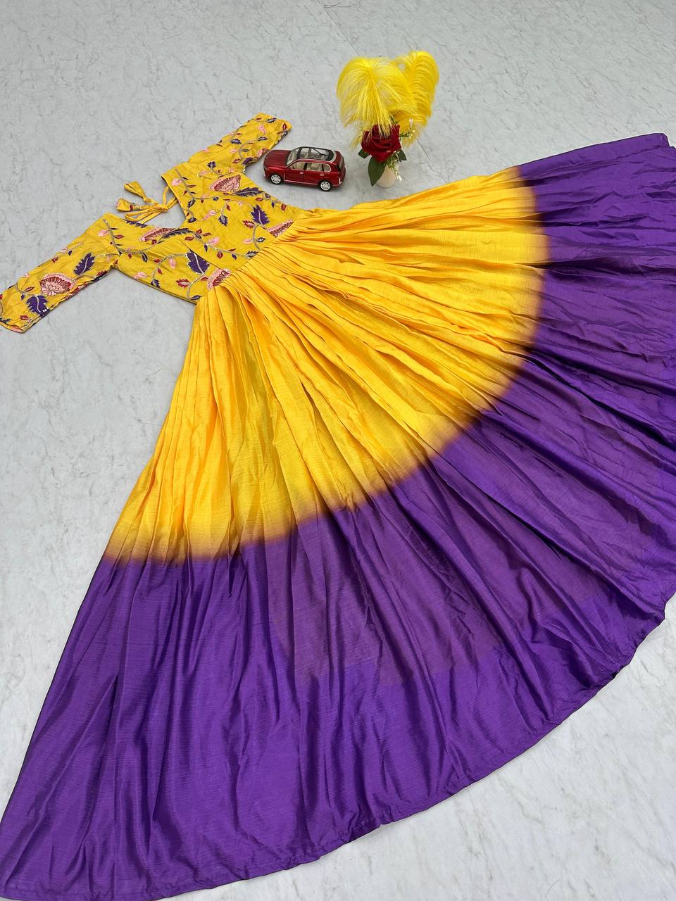 Glorious Chinon Sequence Work Yellow Color Gown