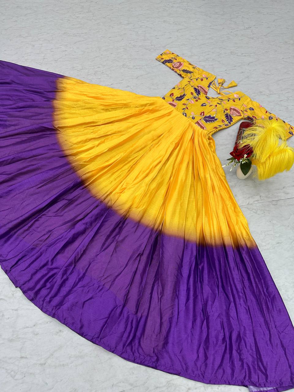 Glorious Chinon Sequence Work Yellow Color Gown