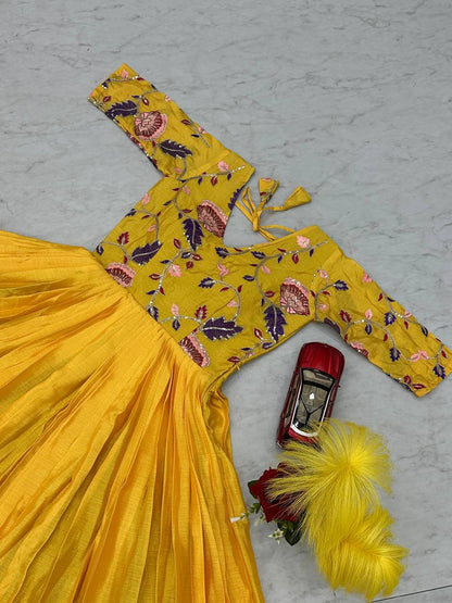 Glorious Chinon Sequence Work Yellow Color Gown