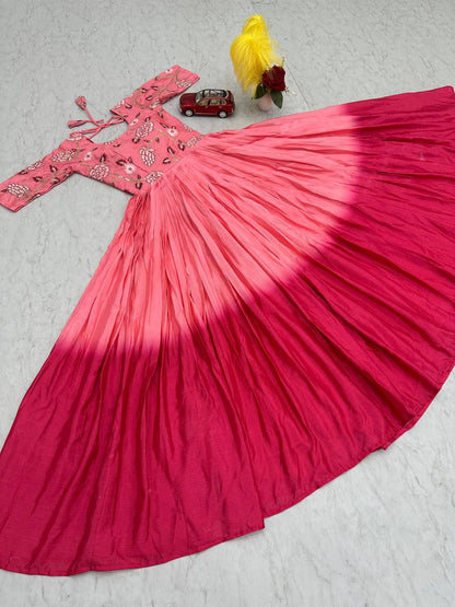 Glorious Chinon Sequence Work Light Pink Color Gown