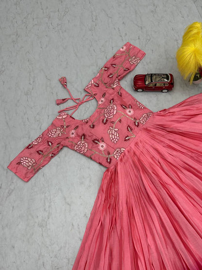 Glorious Chinon Sequence Work Light Pink Color Gown