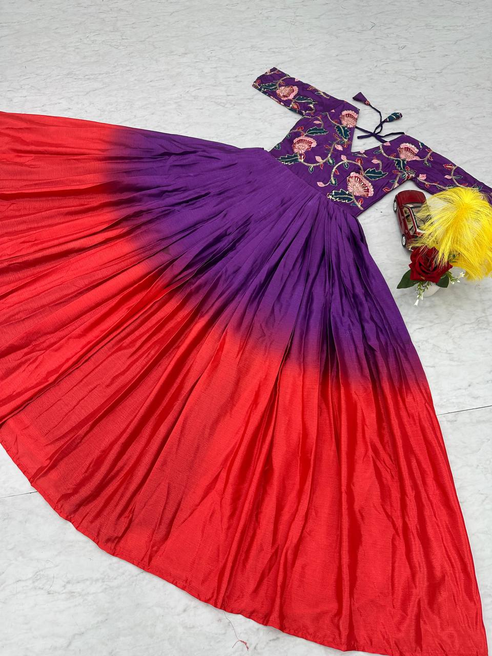 Glorious Chinon Sequence Work Purple Color Gown