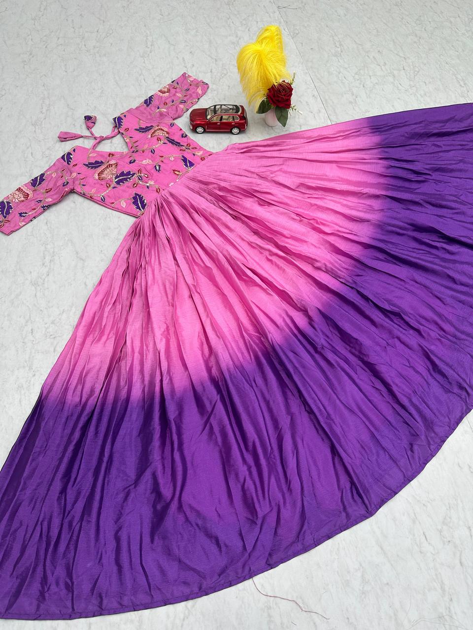 Glorious Chinon Sequence Work Pink Color Gown