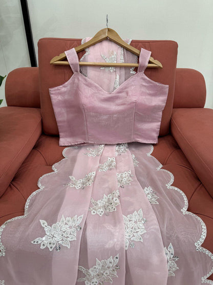 Shining Zimmy Chu Baby Pink Color Saree