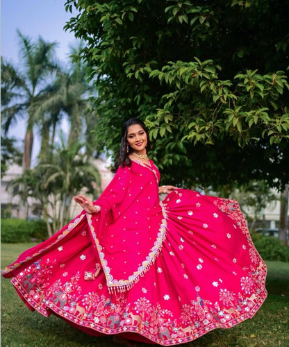 Awesome Chinon Pink Color Sequence Work Lehenga Choli
