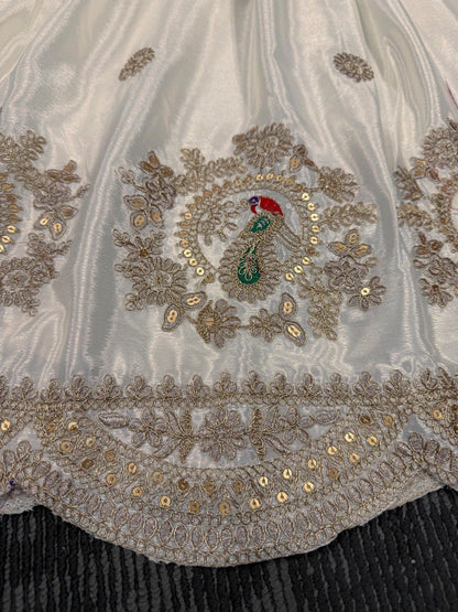 Outstanding Chinon Silk Cream Color Gown