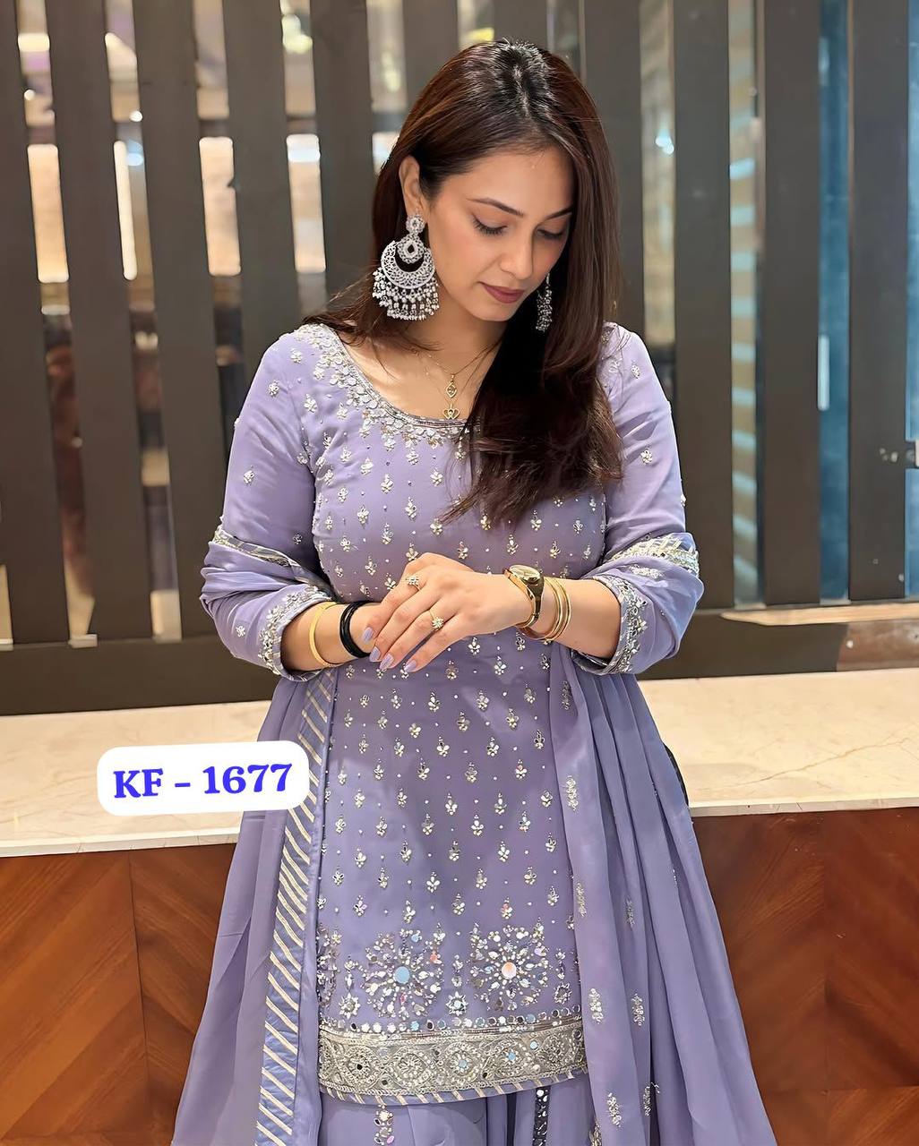 Exotic Georgette Lavender Color Palazzo Suit