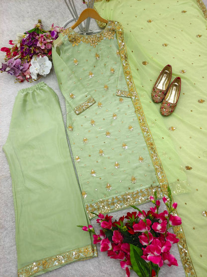 Stunning Zimmy Chu Silk Perrot Color Palazzo Suit