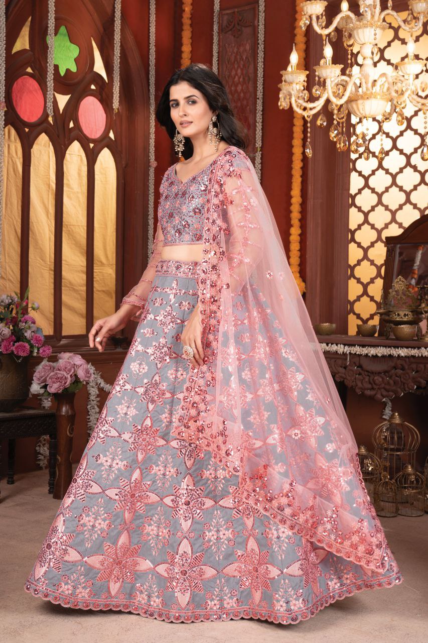 Fabulous Thread Work Pink Color Lehenga Choli