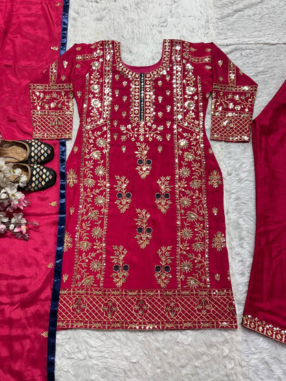 Peaceful  Embroidery Work Pink Color Salwar Suit