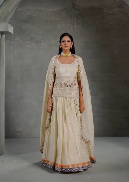 Good Looking Sequence Work White Color Top With Lehenga
