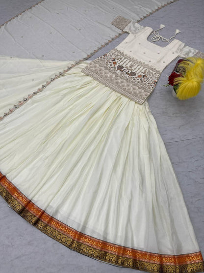 Good Looking Sequence Work White Color Top With Lehenga