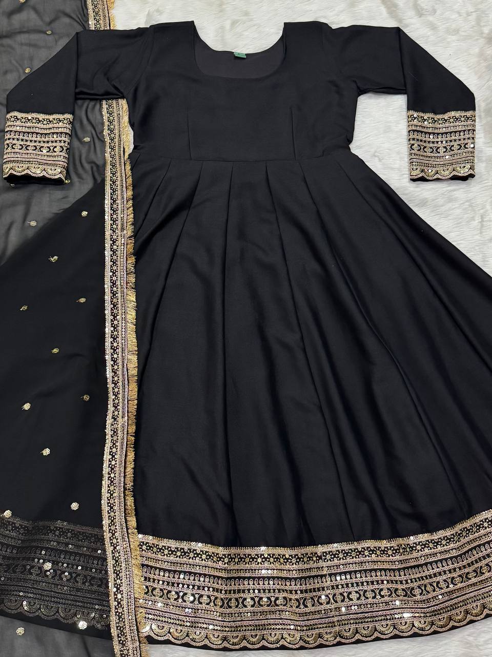 Glorious Rayon Cotton Black Color Gown