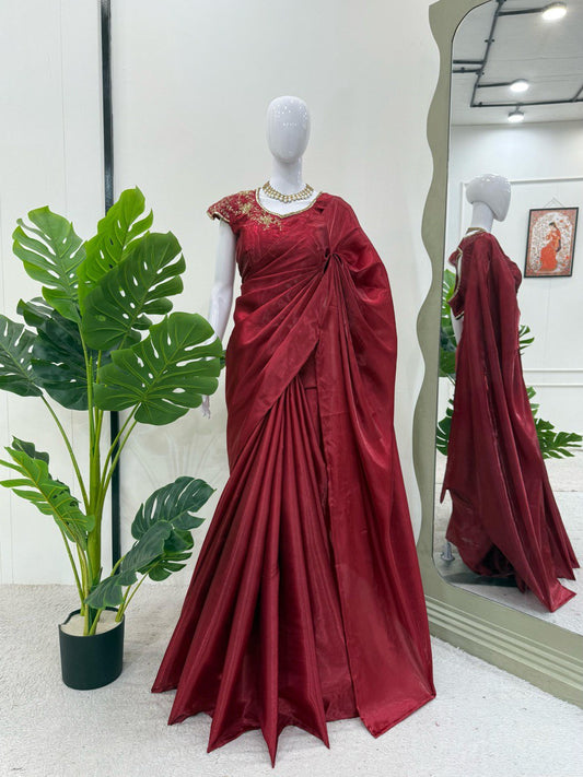 Elegant Silk Maroon Color Saree