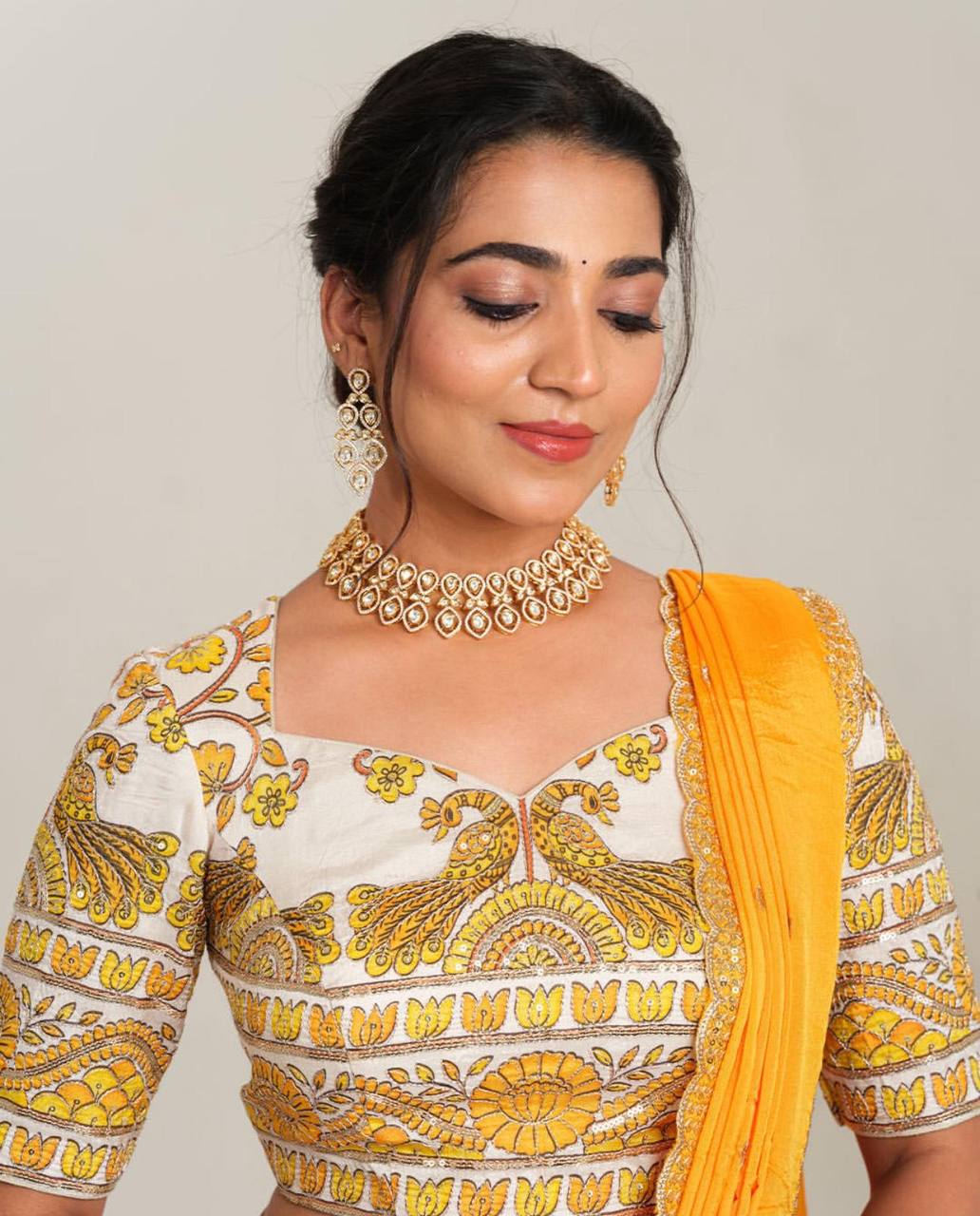Traditional Wear Kalamkari Print Yellow Color Lehenga Choli