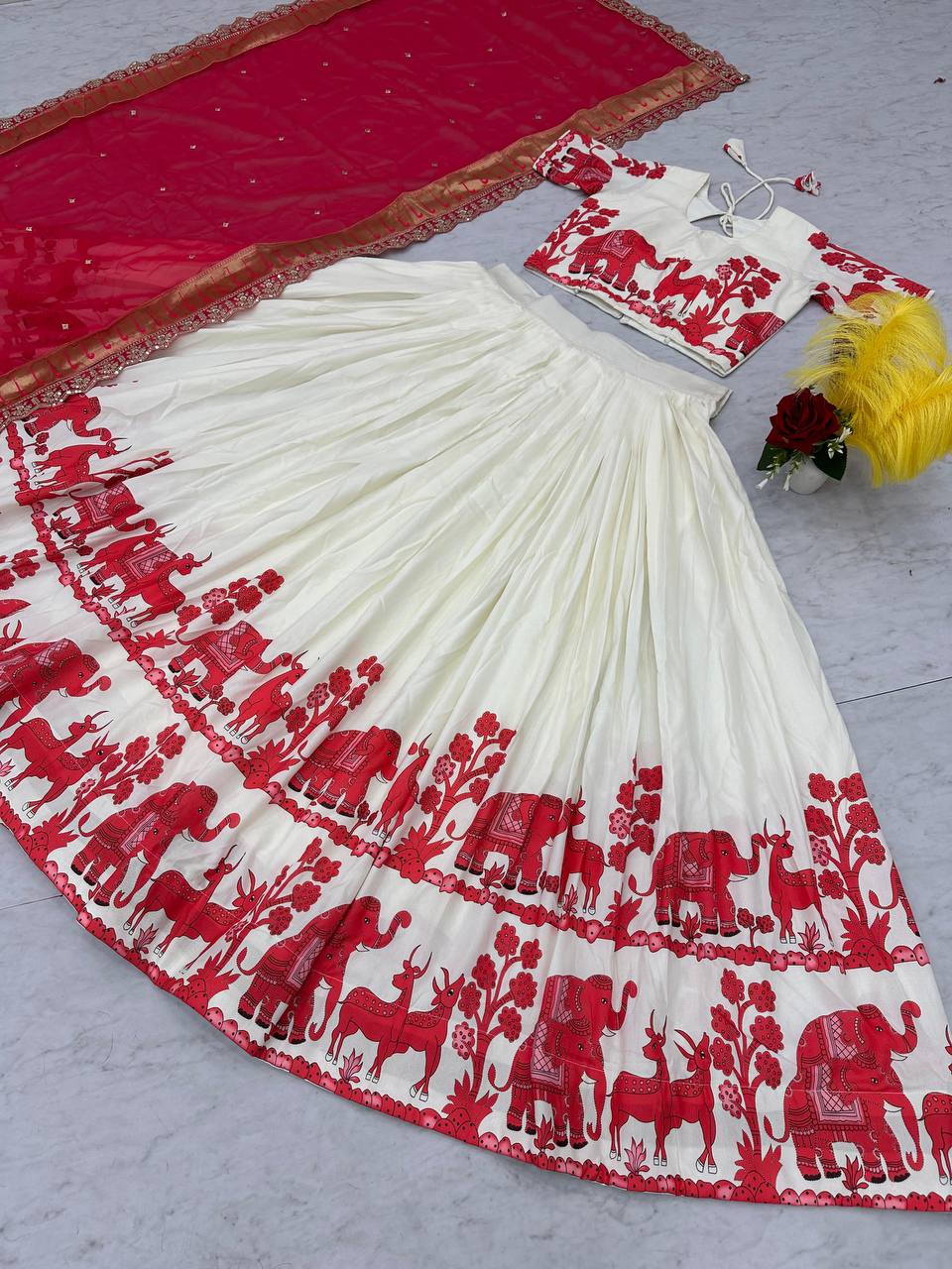 Traditional Wear Kalamkari Print Pink Color Lehenga Choli