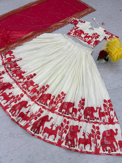 Traditional Wear Kalamkari Print Pink Color Lehenga Choli