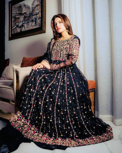 Elegant Heavy Black Color Palazzo Suit