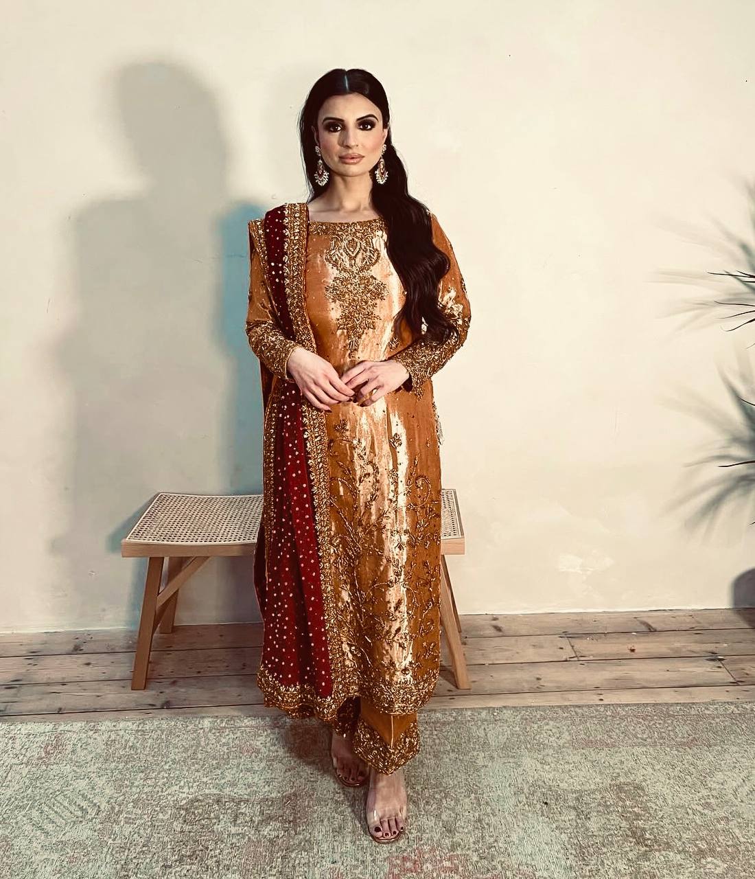 Adorable Embroidery Sequence Work Beige Color Salwar Suit